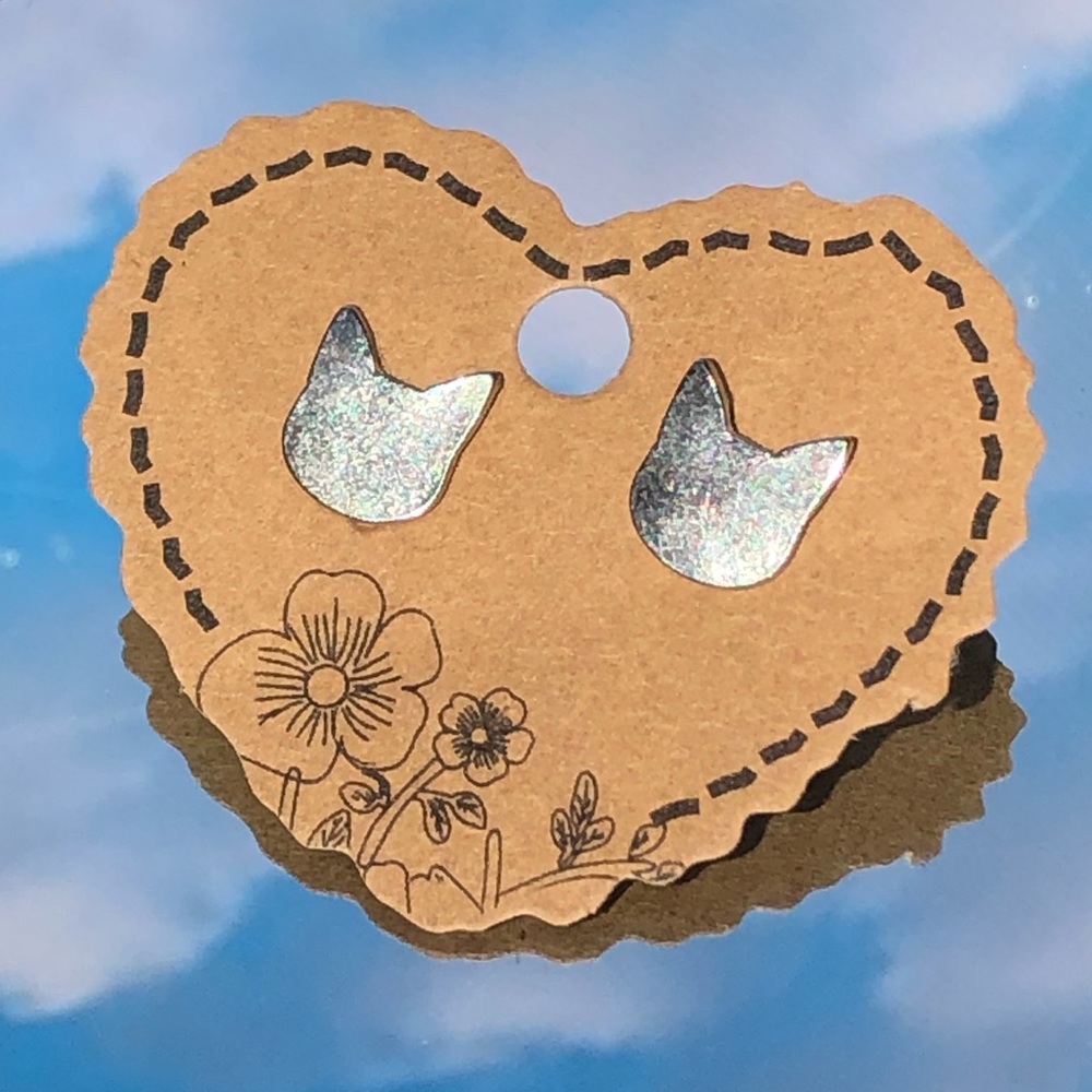Cat Silver Stud Earrings!